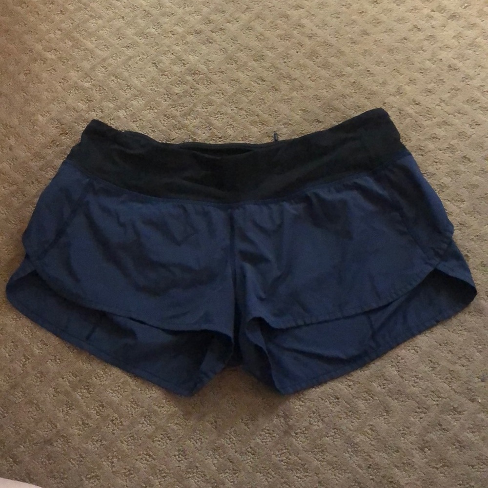Lululemon Blue and Black Speed Up Shorts